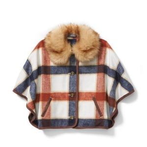 JANIE and JACK PLAID Girls FUR COLLAR CAPE
